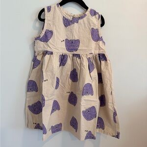 Charming Cream and Purple Puppy Graphic Girls’ Dress